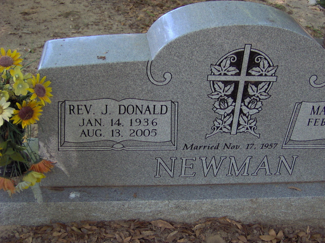 Headstone for Newman, J. Donald, Reverend